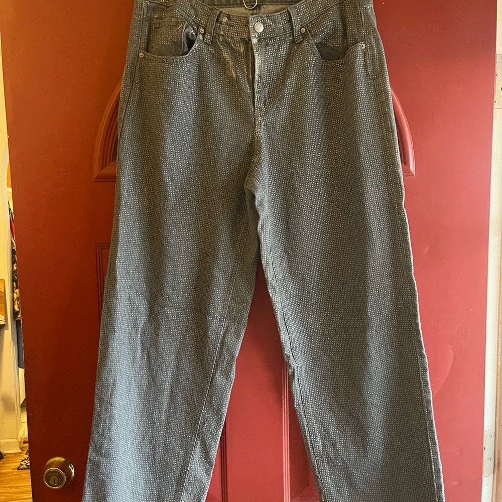 Gray sparkling wide leg jeans
